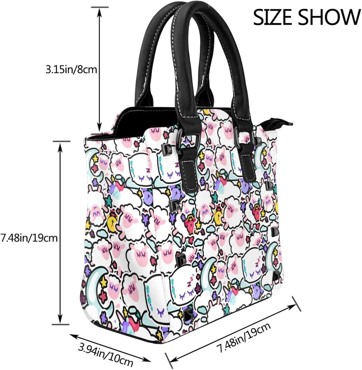 Women's Pu Leather Handbag Rivet Shoulder Bag Studded Top Handle Satchel Crossbody Tote Bag Punk Bag Purse