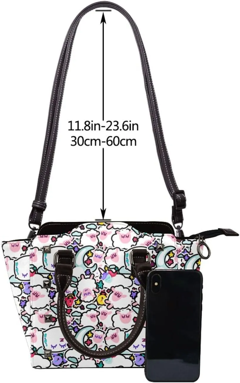 Women's Pu Leather Handbag Rivet Shoulder Bag Studded Top Handle Satchel Crossbody Tote Bag Punk Bag Purse