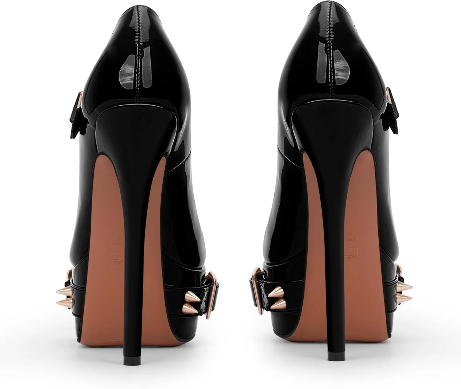 Women's Rivet Goth High Stiletto Heel Plafrom Mary Janes Pumps Rivet Buckle Strap Punk Shoes