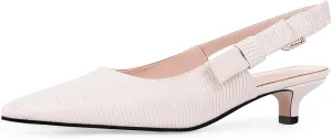 Women's Slingback Kitten Heel Closed Pointed Toe Bowknot Knitted Pumps Dress Work Shoes