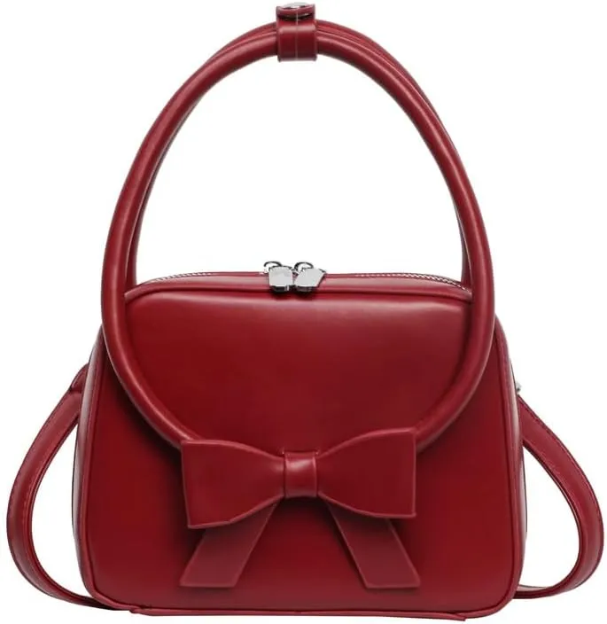 Women’s Small Handbag with Bowknot, Elegant Top-Handle Purse, Cute Crossbody Phone Bag, Stylish Shoulder Mini Tote