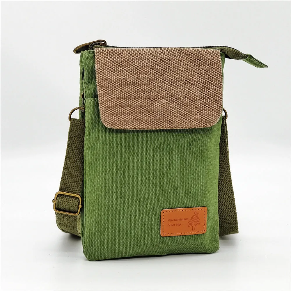 Women's Solid Color Canvas Simple Quality Crossbody Bags