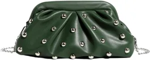 Womens Studded Rivet Clutch Purse Trendy Crescent Crossbody Bag with Chain Evening Bags for Women Cloud Bag Handbag