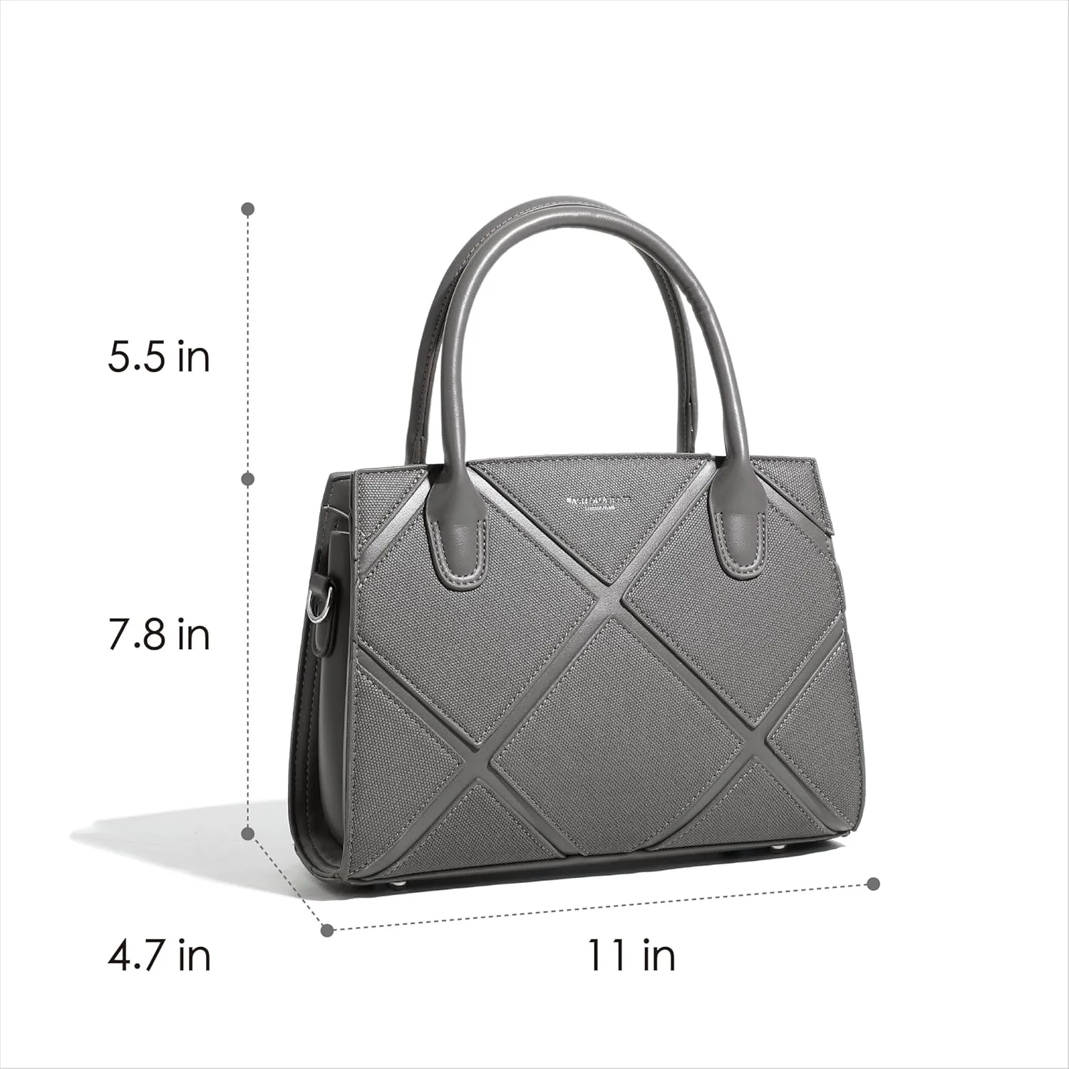 Women's Vegan Leather Top Handle Crossbody Satchel Tote Work Bag in Checkered Pattern