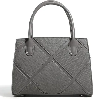 Women's Vegan Leather Top Handle Crossbody Satchel Tote Work Bag in Checkered Pattern