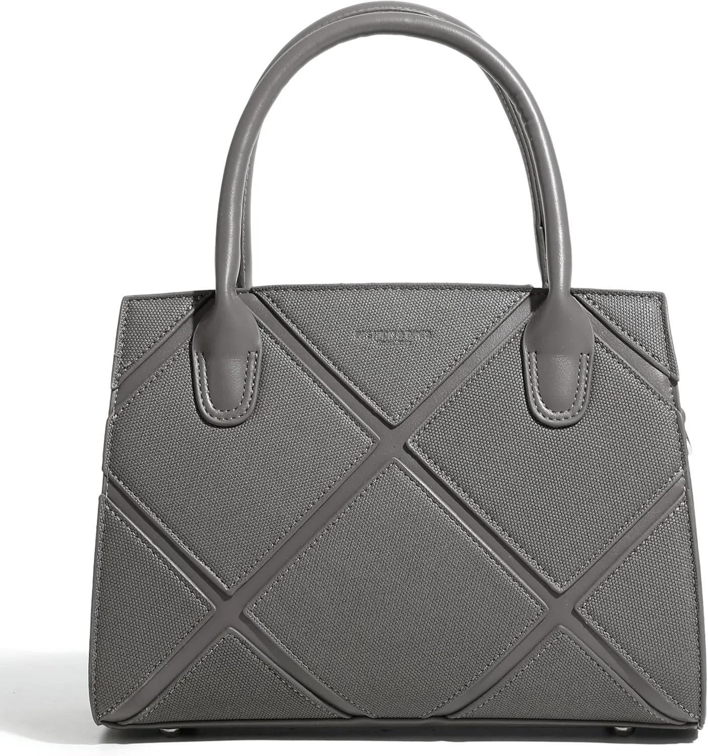Women's Vegan Leather Top Handle Crossbody Satchel Tote Work Bag in Checkered Pattern