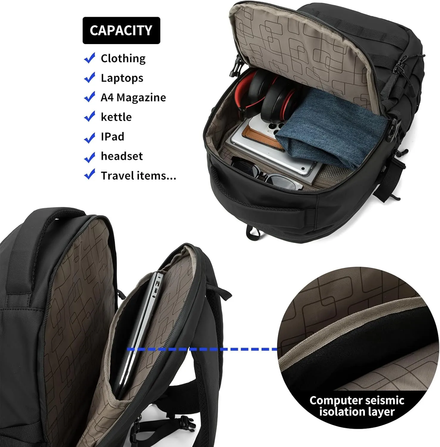 Wotony Military tactical backpack, backpack for men black small tactical assault bag