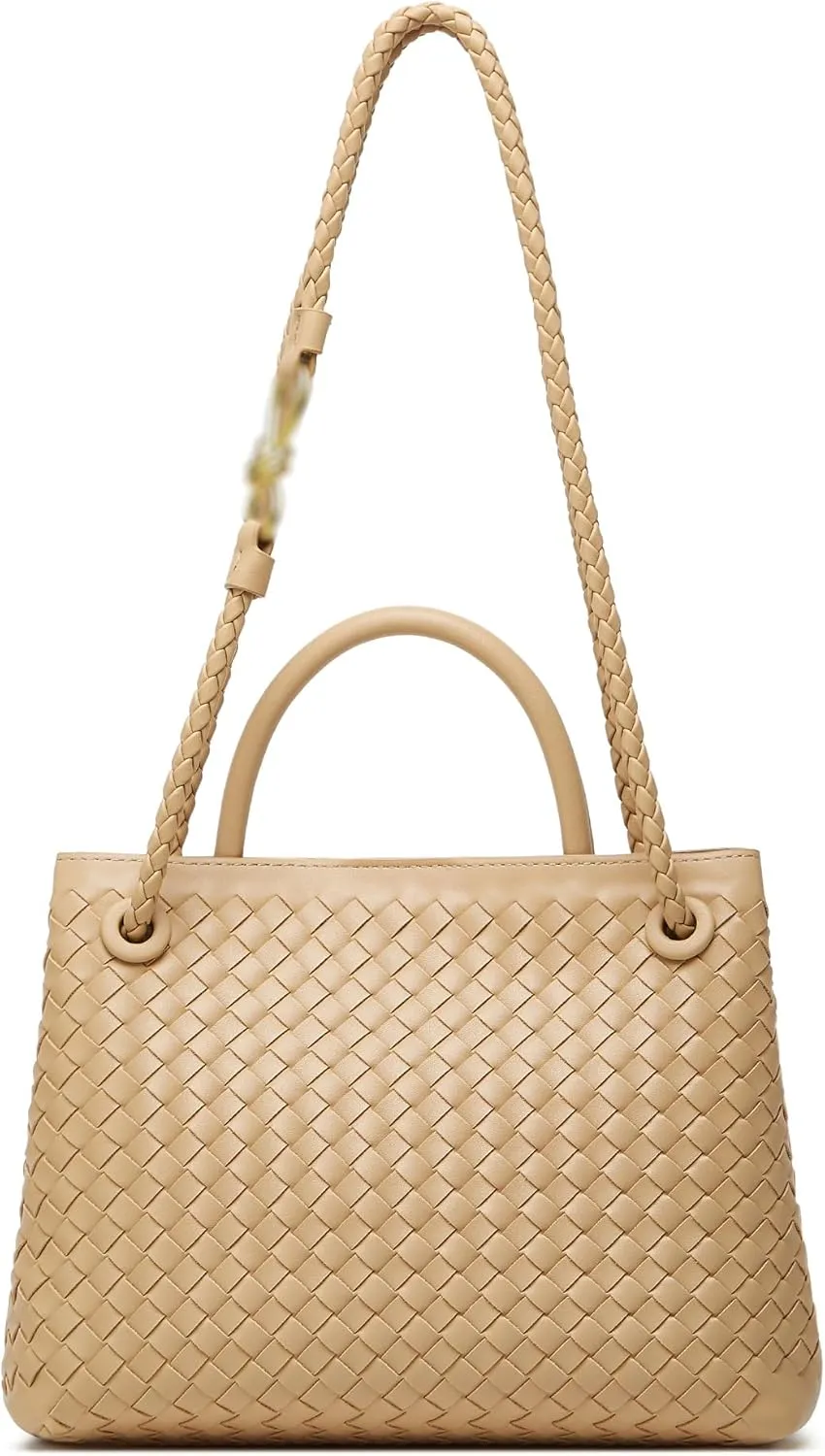 Woven Tote Bag Womens Purse: Vegan Leather Shoulder Handbags - Fashion Summer Beach Tote Bags - Large Travel Totes