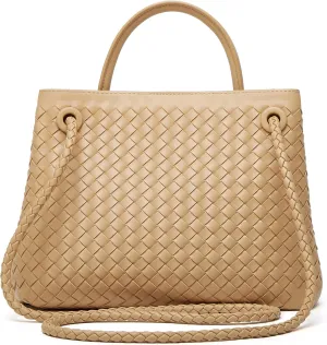 Woven Tote Bag Womens Purse: Vegan Leather Shoulder Handbags - Fashion Summer Beach Tote Bags - Large Travel Totes