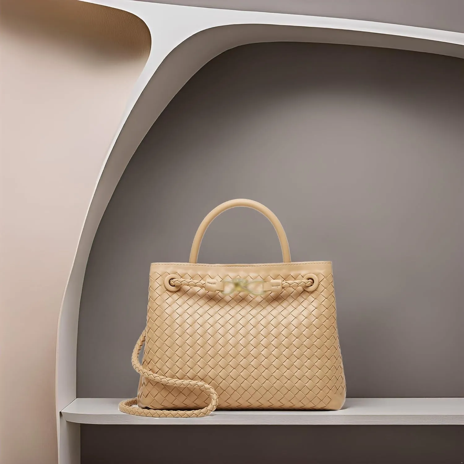 Woven Tote Bag Womens Purse: Vegan Leather Shoulder Handbags - Fashion Summer Beach Tote Bags - Large Travel Totes
