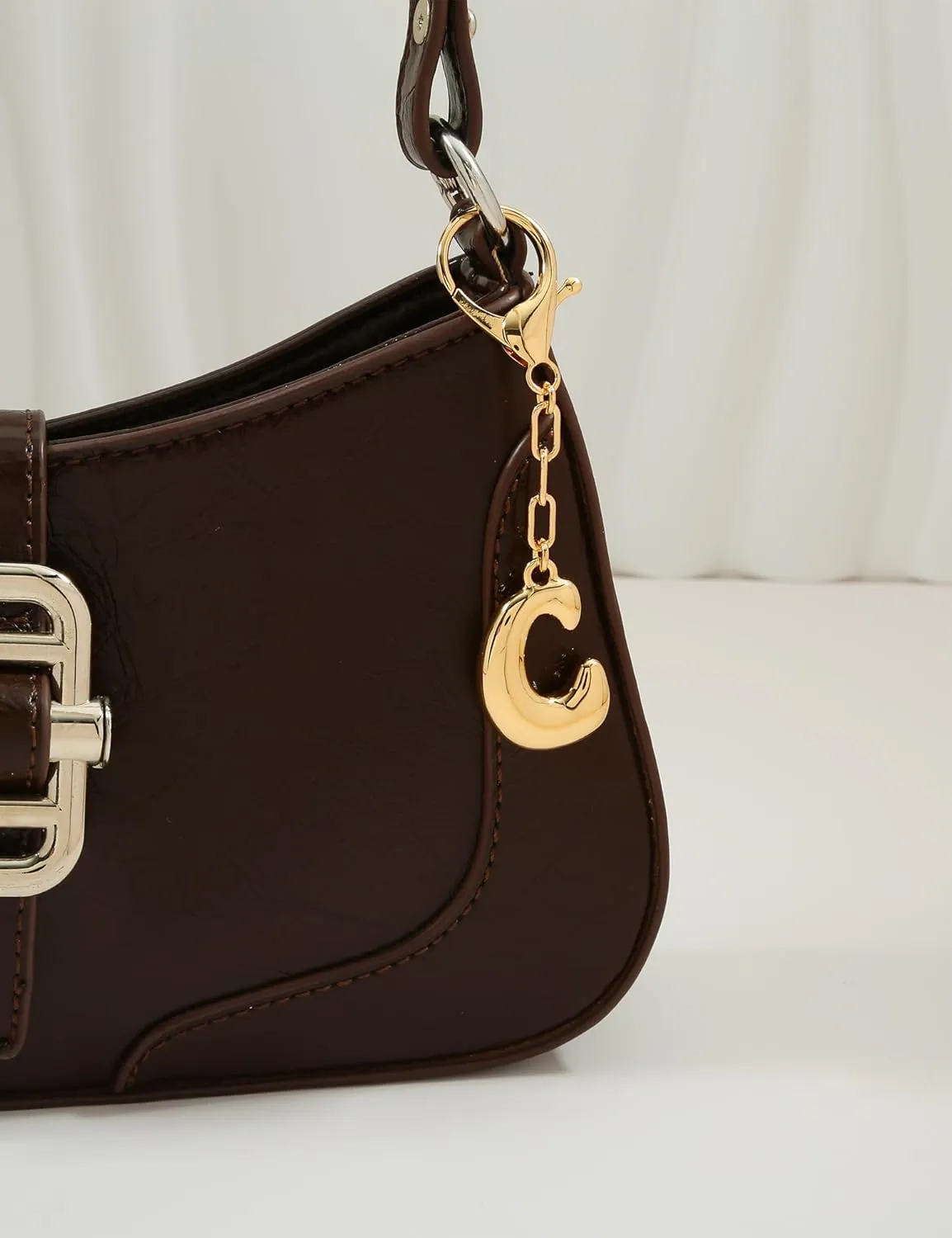 WOWORAMA Initial Letter Keychain for Women Chunky Gold Bubble Letter Bag Charm Purse Charm Personalized Keyrings Accessories