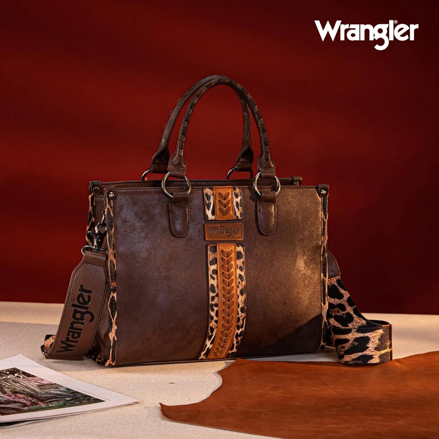 Wrangler Women's Leopard Print Woven Shoulder Purse