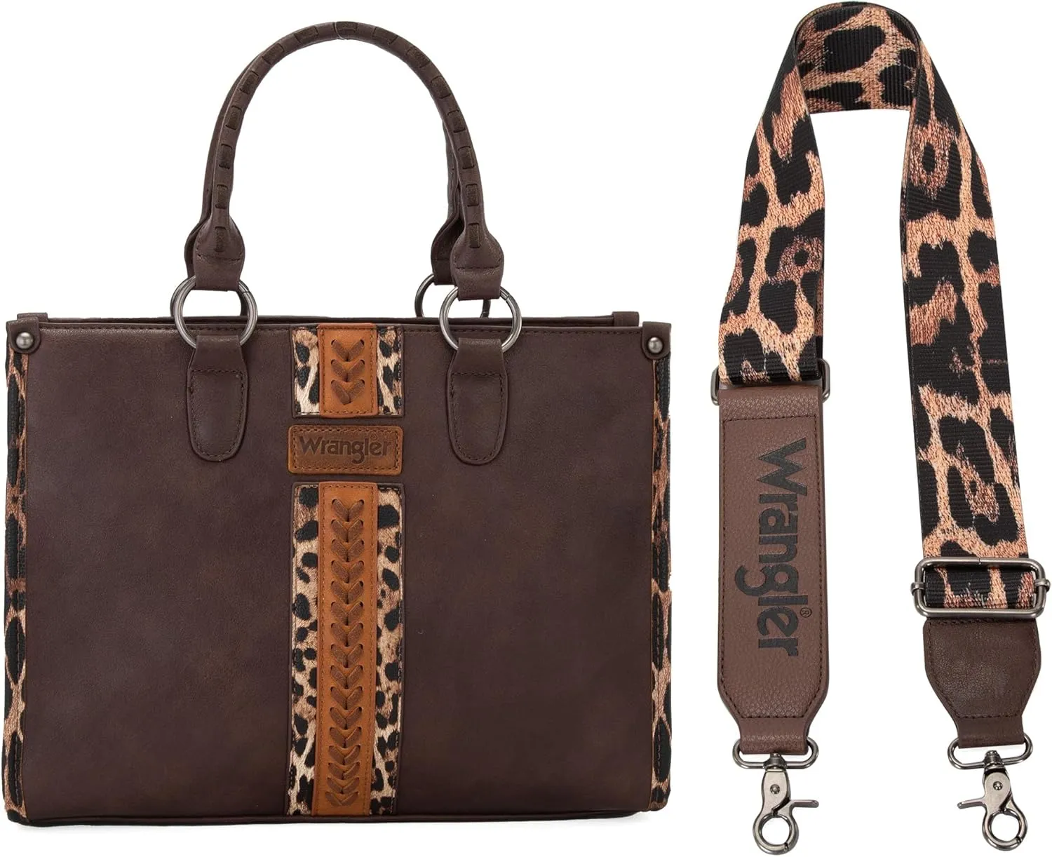 Wrangler Women's Leopard Print Woven Shoulder Purse