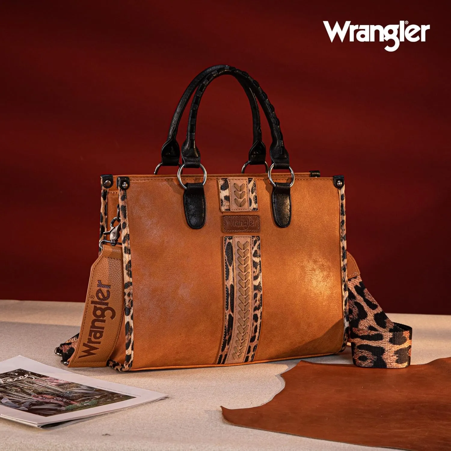 Wrangler Women's Leopard Print Woven Shoulder Purse
