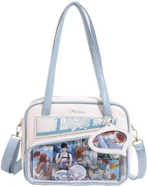 Y2K Fashion Crossbody Itabag, Handbag Bag Kawaii Grunge Shoulder Bag Emo JK Itabag Ita Sling Purse Itabag Crossbody (White blue)