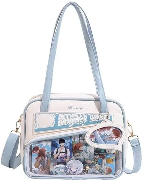 Y2K Fashion Crossbody Itabag, Handbag Bag Kawaii Grunge Shoulder Bag Emo JK Itabag Ita Sling Purse Itabag Crossbody (White blue)