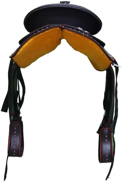 Y&Z Enterprises Western Barrel Racing Horse Saddle Synthetic with Tack Set (Headstall Breastplate Rein) and Saddle Pad Available Seat Size 12" and 14" to 18" Inch
