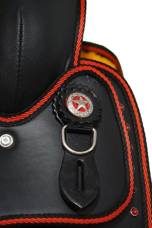 Y&Z Enterprises Western Barrel Racing Horse Saddle Synthetic with Tack Set (Headstall Breastplate Rein) and Saddle Pad Available Seat Size 12" and 14" to 18" Inch