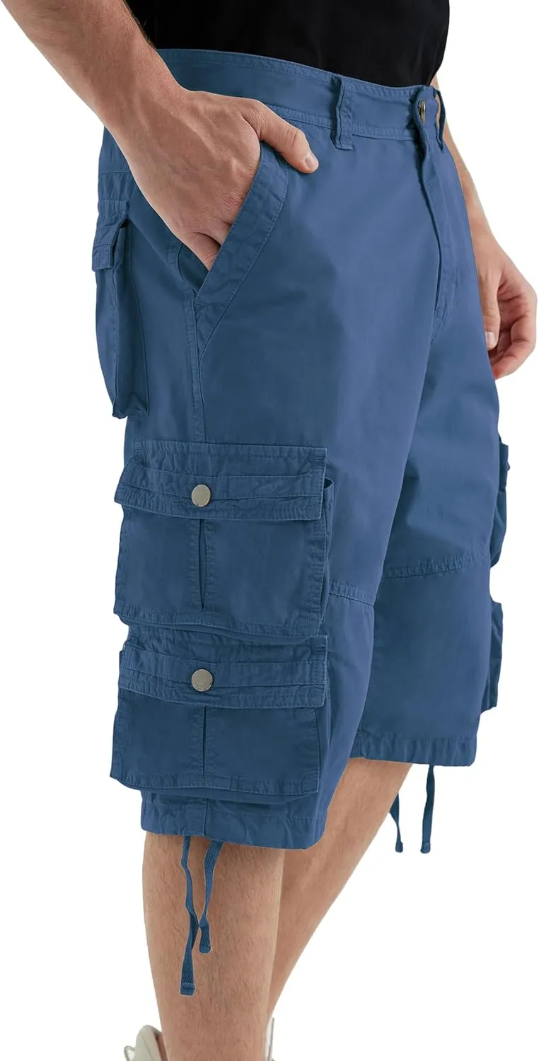 YGREYG Mens Cargo Shorts Long Capri Below The Knee Shorts 3/4 Relaxed Fit Long Shorts with Pockets
