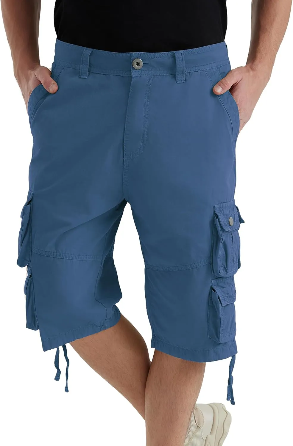 YGREYG Mens Cargo Shorts Long Capri Below The Knee Shorts 3/4 Relaxed Fit Long Shorts with Pockets