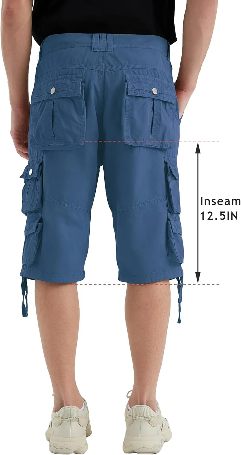 YGREYG Mens Cargo Shorts Long Capri Below The Knee Shorts 3/4 Relaxed Fit Long Shorts with Pockets