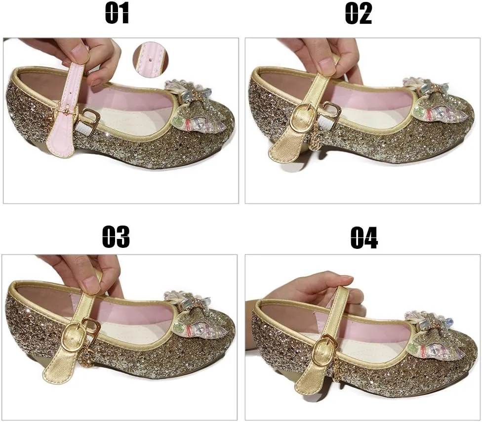 YING LAN Girl's Princess Cosplay Performance Shoes Sequins Wedding Party Dress Shoes Low Heeled Mary Jane