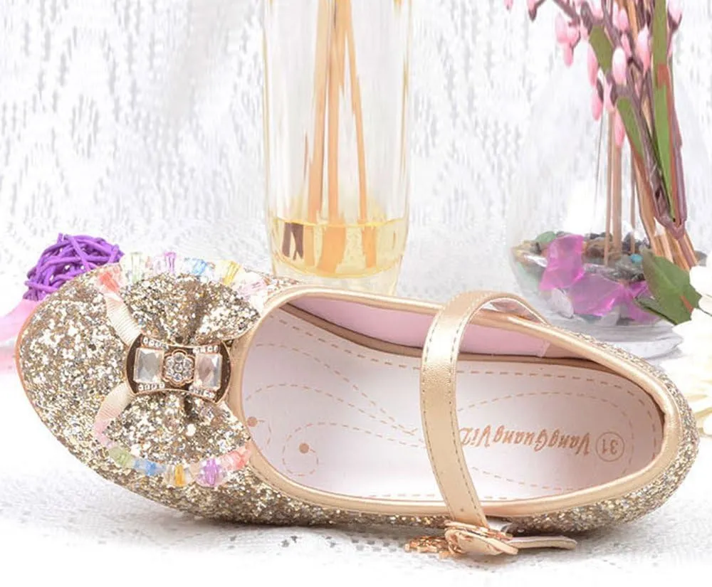 YING LAN Girl's Princess Cosplay Performance Shoes Sequins Wedding Party Dress Shoes Low Heeled Mary Jane
