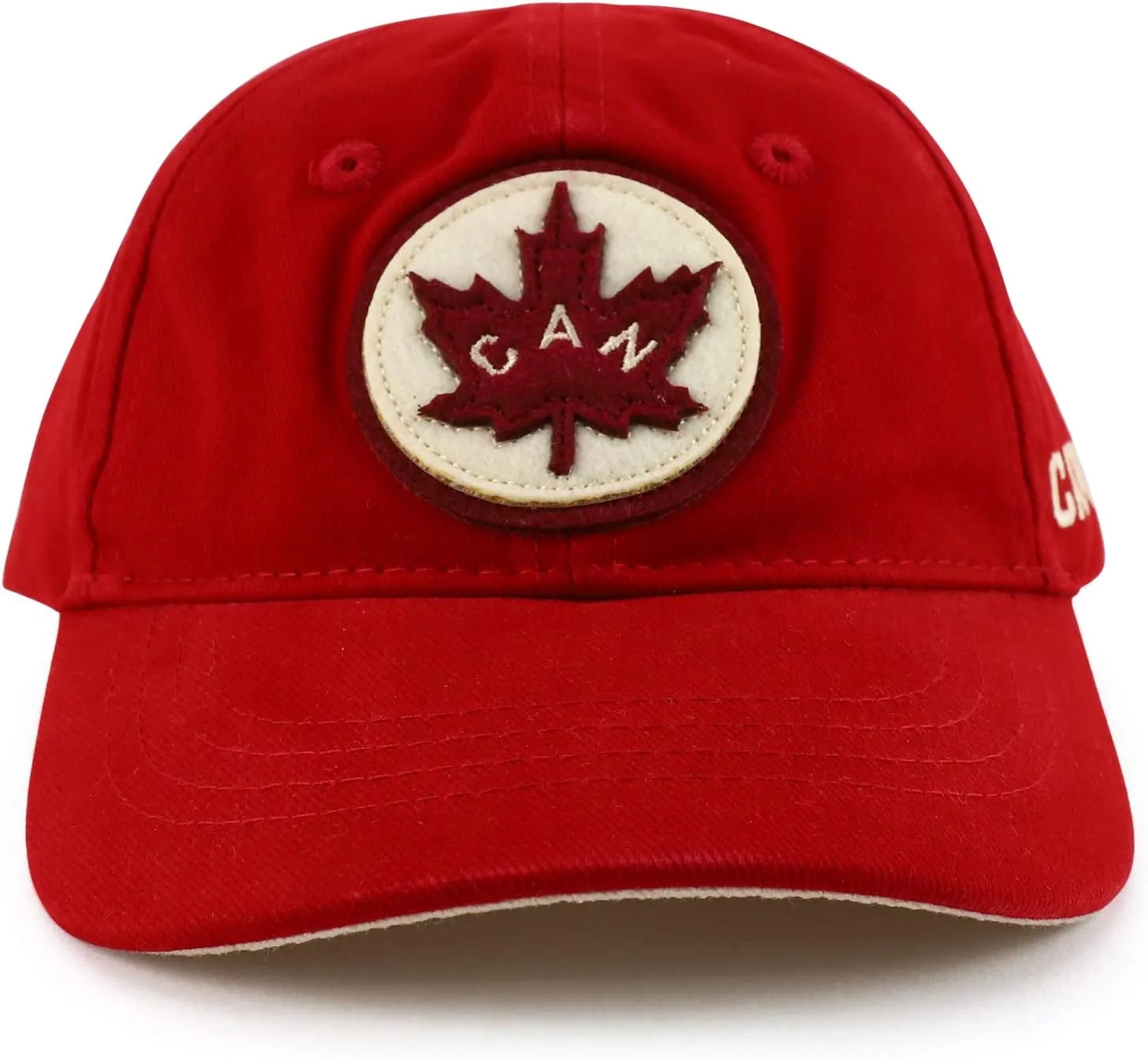 Youth Kid's Canada Maple Leaf Felt Logo Brushed Cotton Cap