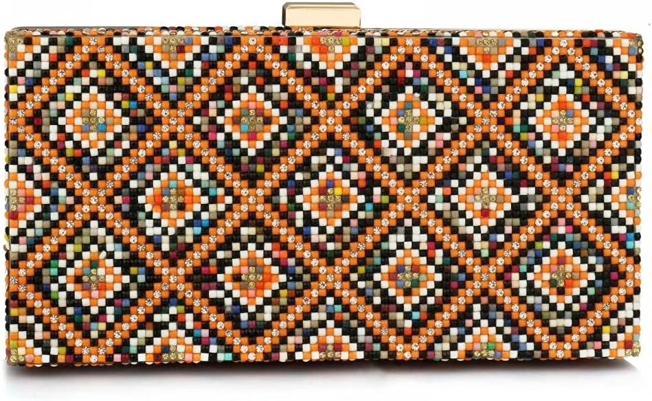 YYW Clutch Purse for Women Cash Money Purse Rhinestone Handbags Evening Clutch Box Bag with Detachable Chain Strap
