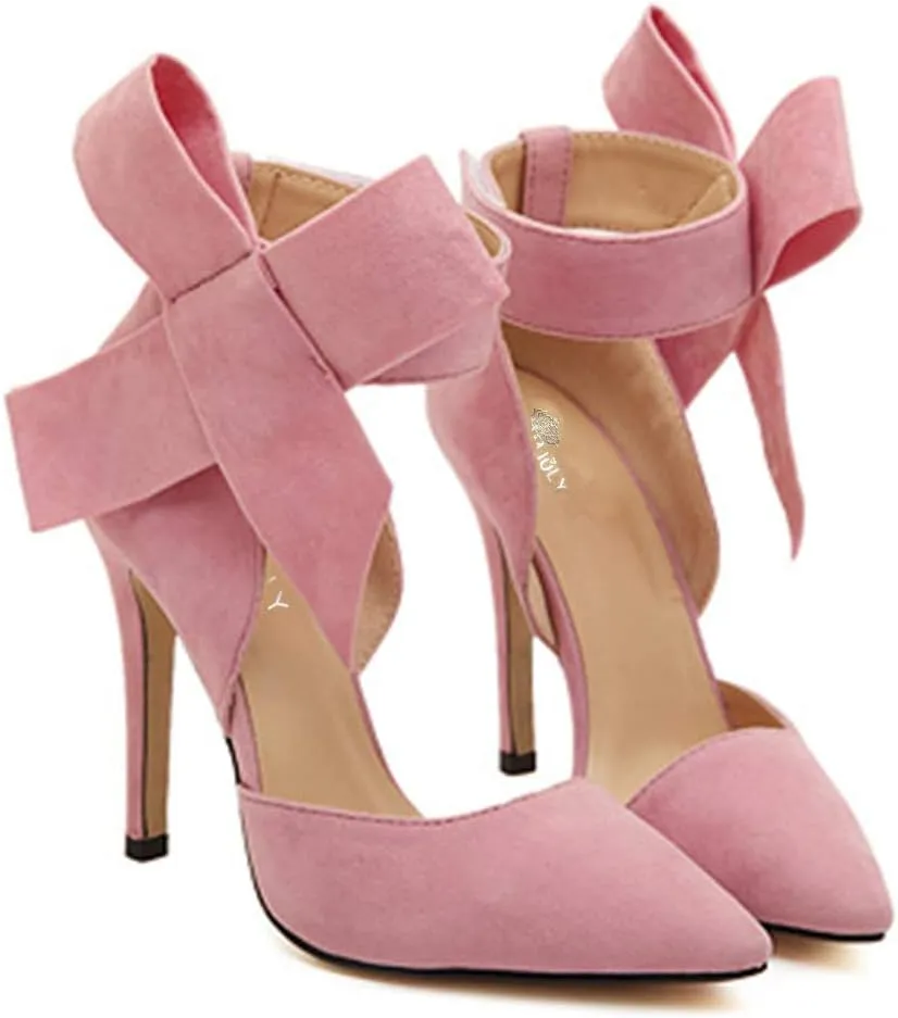 Z&L Fashion Women's Pointy Toe High Heel Stiletto Big Bow Dress Pumps