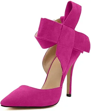 Z&L Fashion Women's Pointy Toe High Heel Stiletto Big Bow Dress Pumps