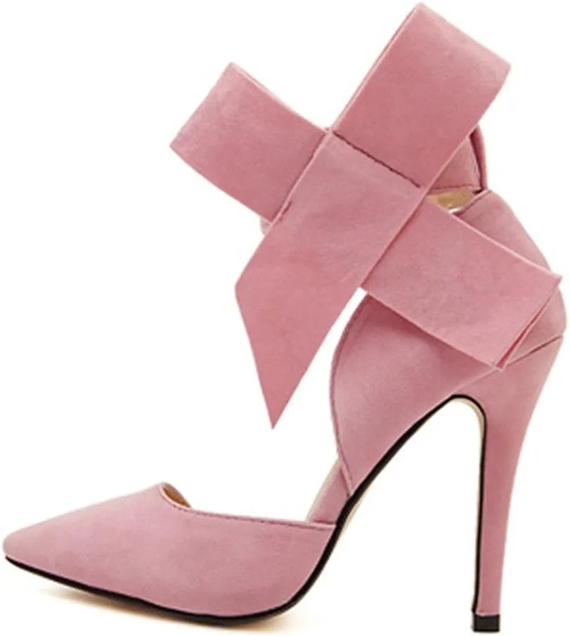 Z&L Fashion Women's Pointy Toe High Heel Stiletto Big Bow Dress Pumps