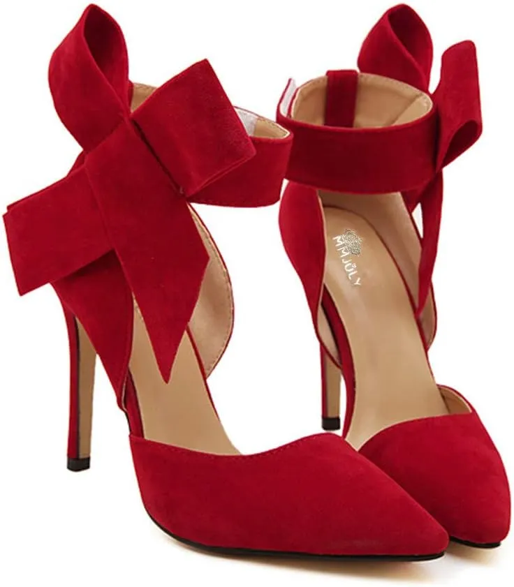 Z&L Fashion Women's Pointy Toe High Heel Stiletto Big Bow Dress Pumps