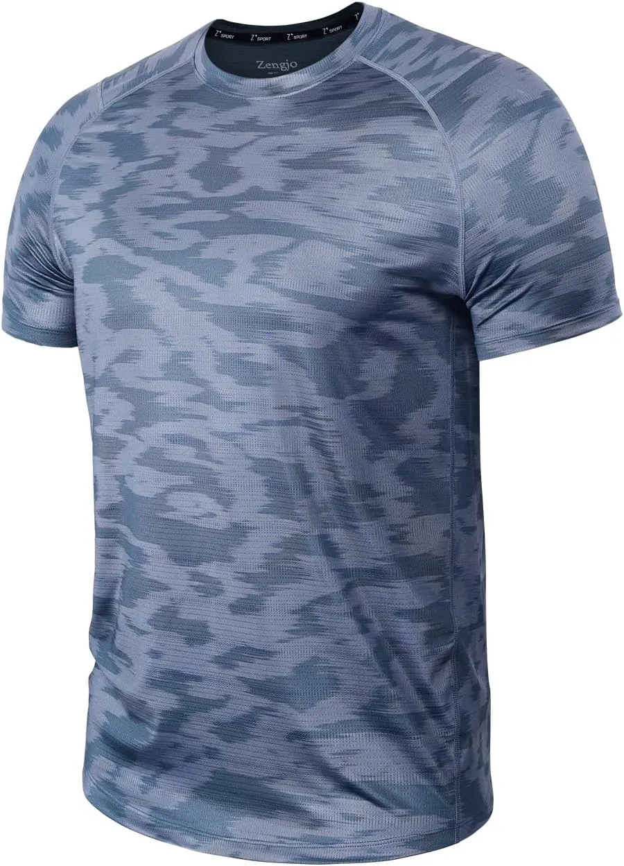 Zengjo Mens Workout Shirts Quick Dry Short Sleeve Athletic Running Gym T Shirt