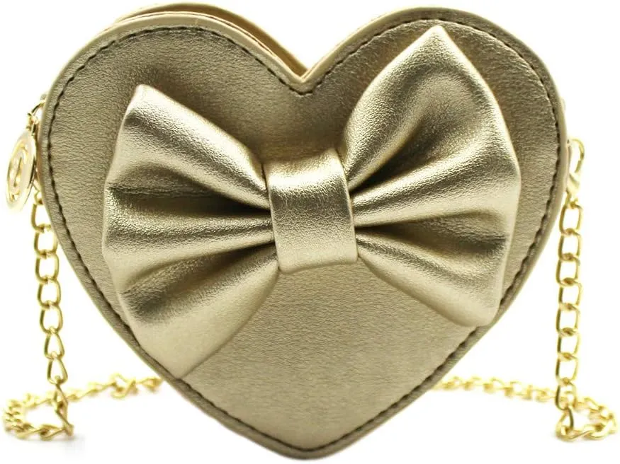 ZGMYC Cute Heart-shaped Crossbody Purse Bowknot Shoulder Bag Satchel for Little Girls Toddlers