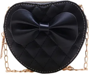 ZGMYC Cute Heart-shaped Crossbody Purse Bowknot Shoulder Bag Satchel for Little Girls Toddlers