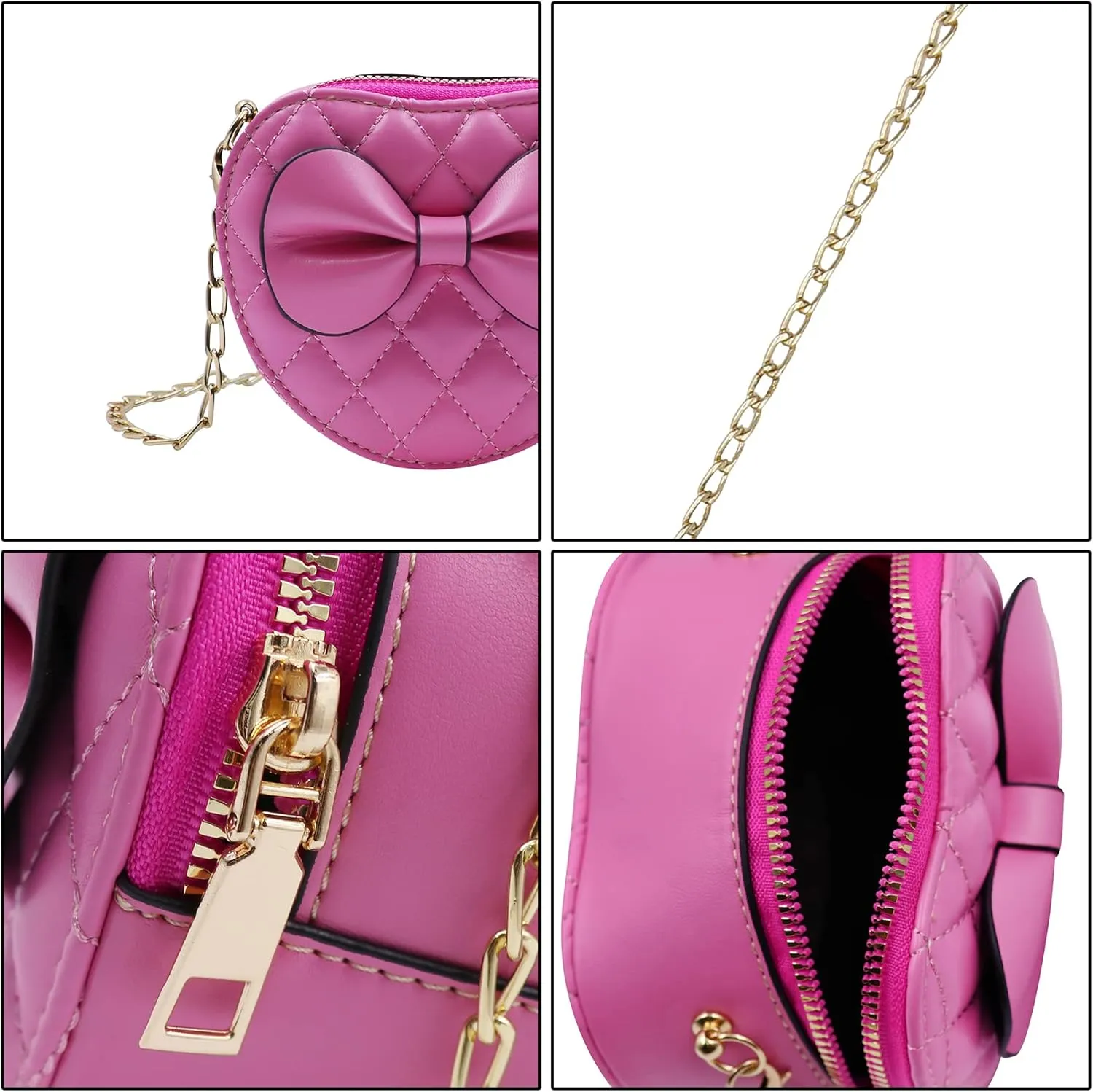 ZGMYC Cute Heart-shaped Crossbody Purse Bowknot Shoulder Bag Satchel for Little Girls Toddlers
