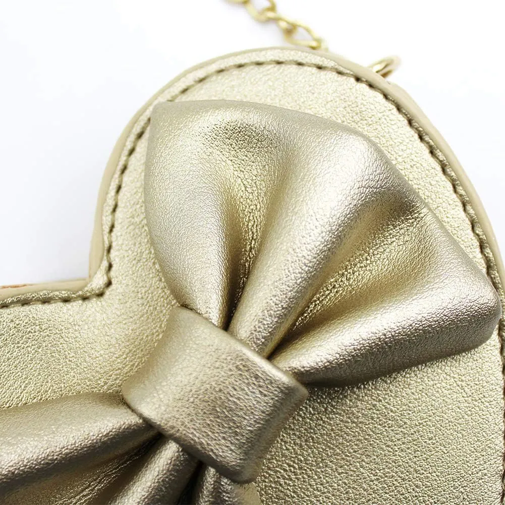 ZGMYC Cute Heart-shaped Crossbody Purse Bowknot Shoulder Bag Satchel for Little Girls Toddlers