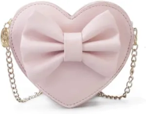 ZGMYC Cute Heart-shaped Crossbody Purse Bowknot Shoulder Bag Satchel for Little Girls Toddlers
