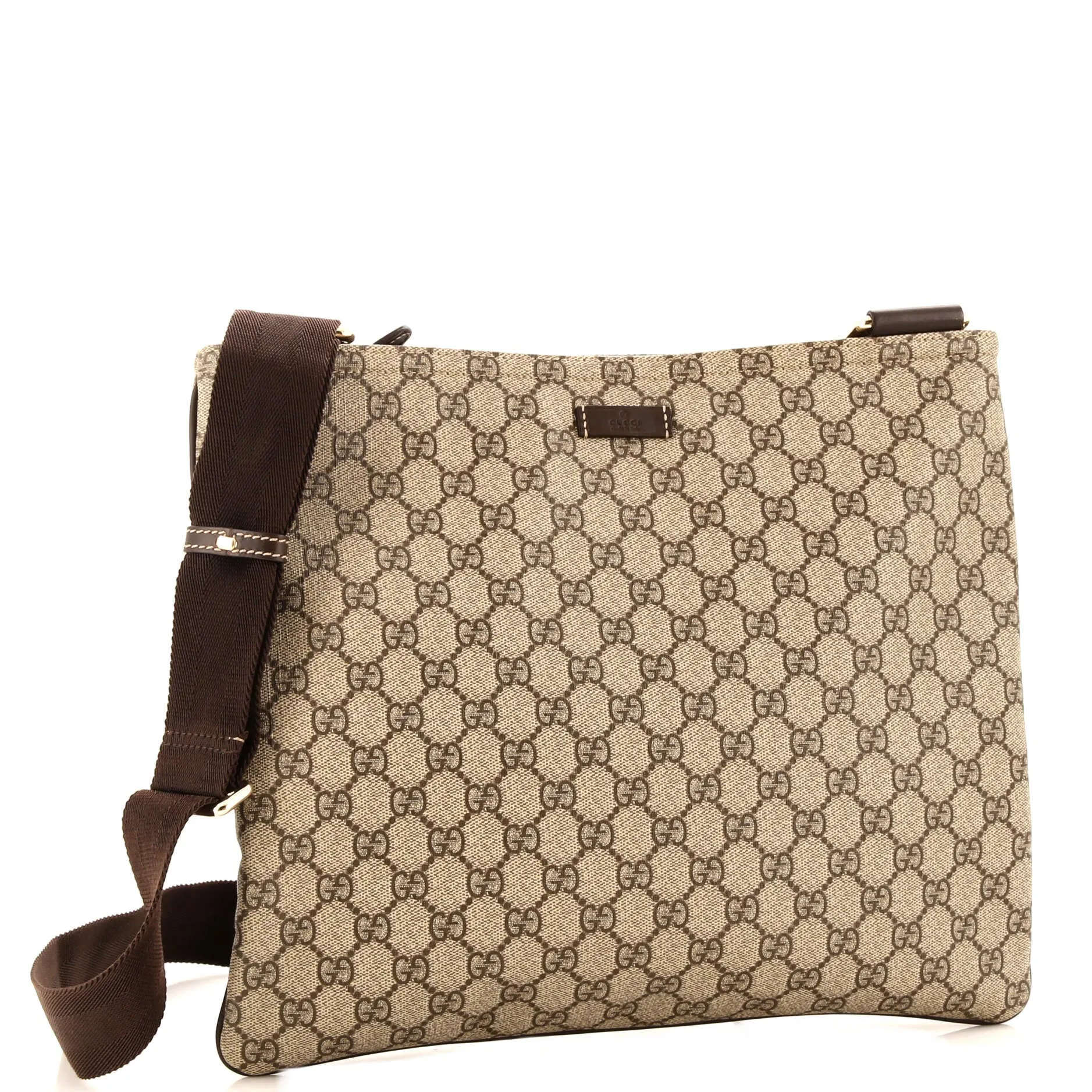 Zip Top Messenger Bag GG Coated Canvas Large