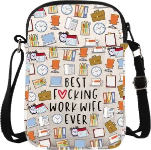 ZJXHPO Best Work Wife Ever Appreciation Gift Work Wife Cross Body Bag Coworker Messenger Bag Coworker Leaving Retirement Gift