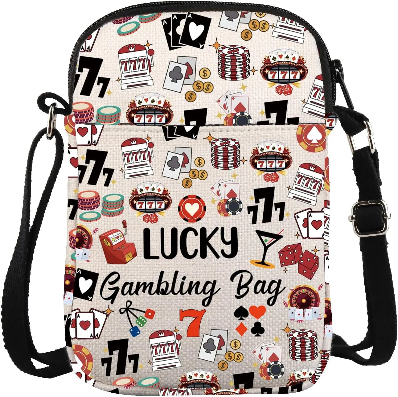 ZJXHPO Casino Lover Gift Lucky Gambling Bag Cash Cross Body Bag For Gambler Poker Player Messenger Bag Gambling Lover Gift