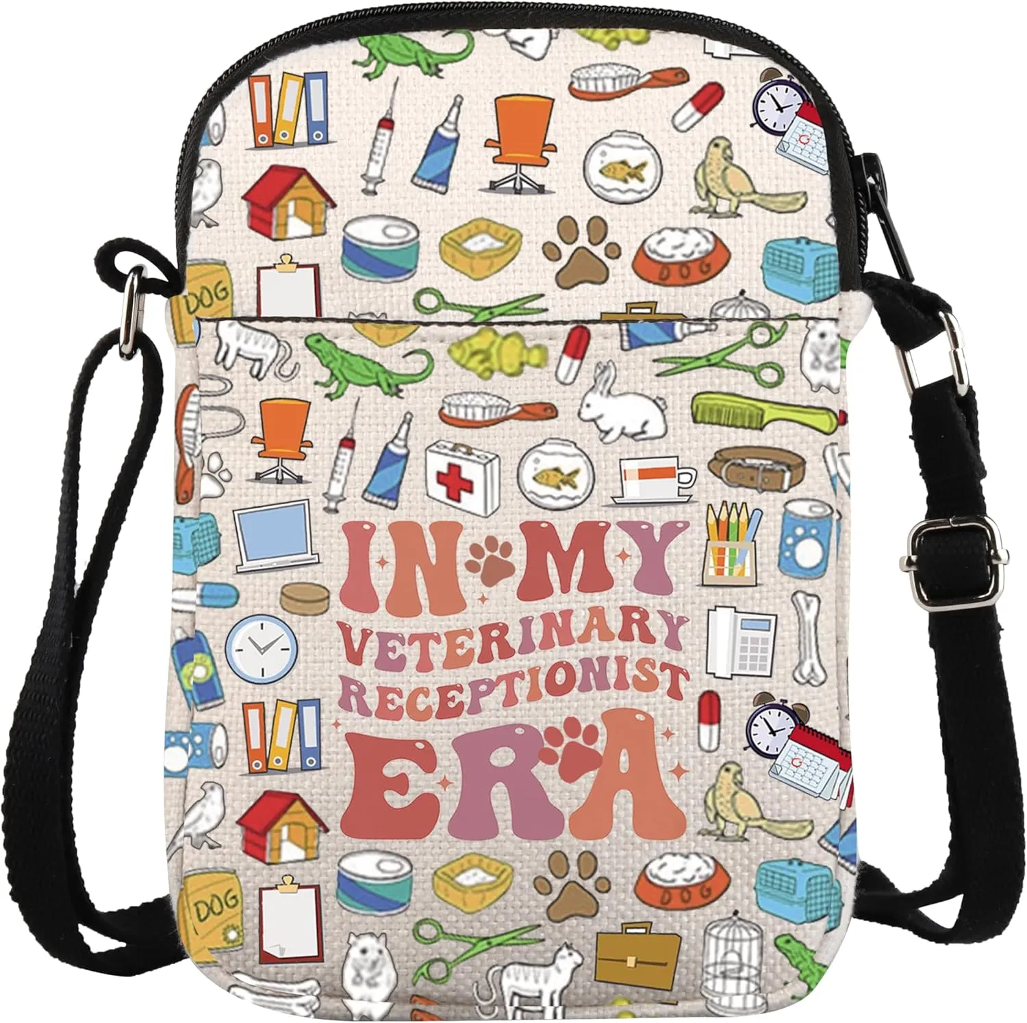 ZJXHPO My Veterinary Receptionist Era Cross Body Bag Receptionist Day Gift For Vet Receptionist Messenger Bag Vet Tech Gift