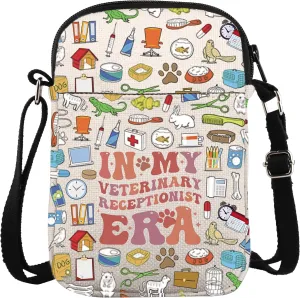 ZJXHPO My Veterinary Receptionist Era Cross Body Bag Receptionist Day Gift For Vet Receptionist Messenger Bag Vet Tech Gift