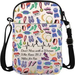 ZJXHPO Running Marathon Cross Body Bag Don't Mess With A Woman Who Runs 26.2 Miles For Fun Messenger Bag Runner Gift