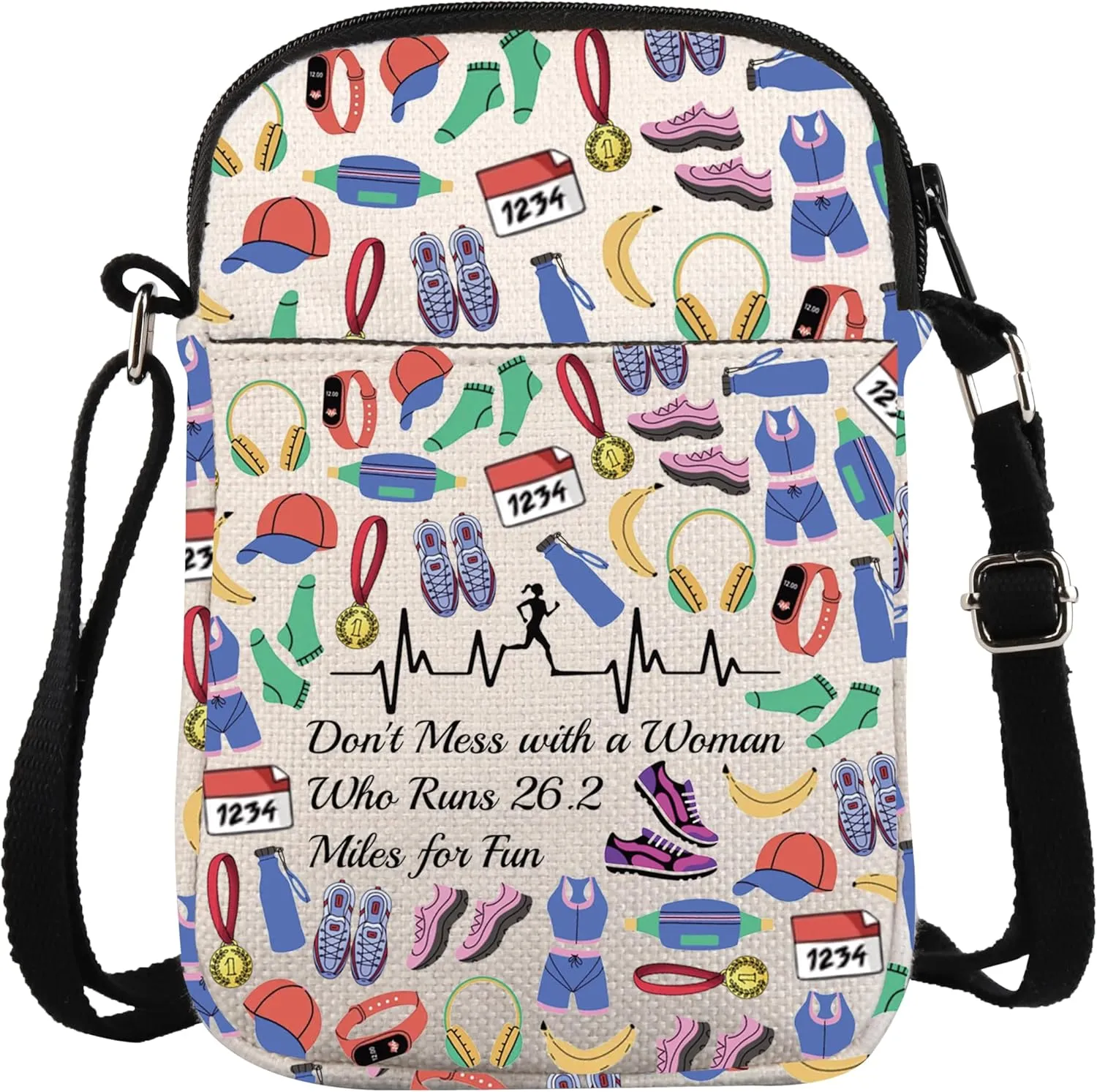 ZJXHPO Running Marathon Cross Body Bag Don't Mess With A Woman Who Runs 26.2 Miles For Fun Messenger Bag Runner Gift