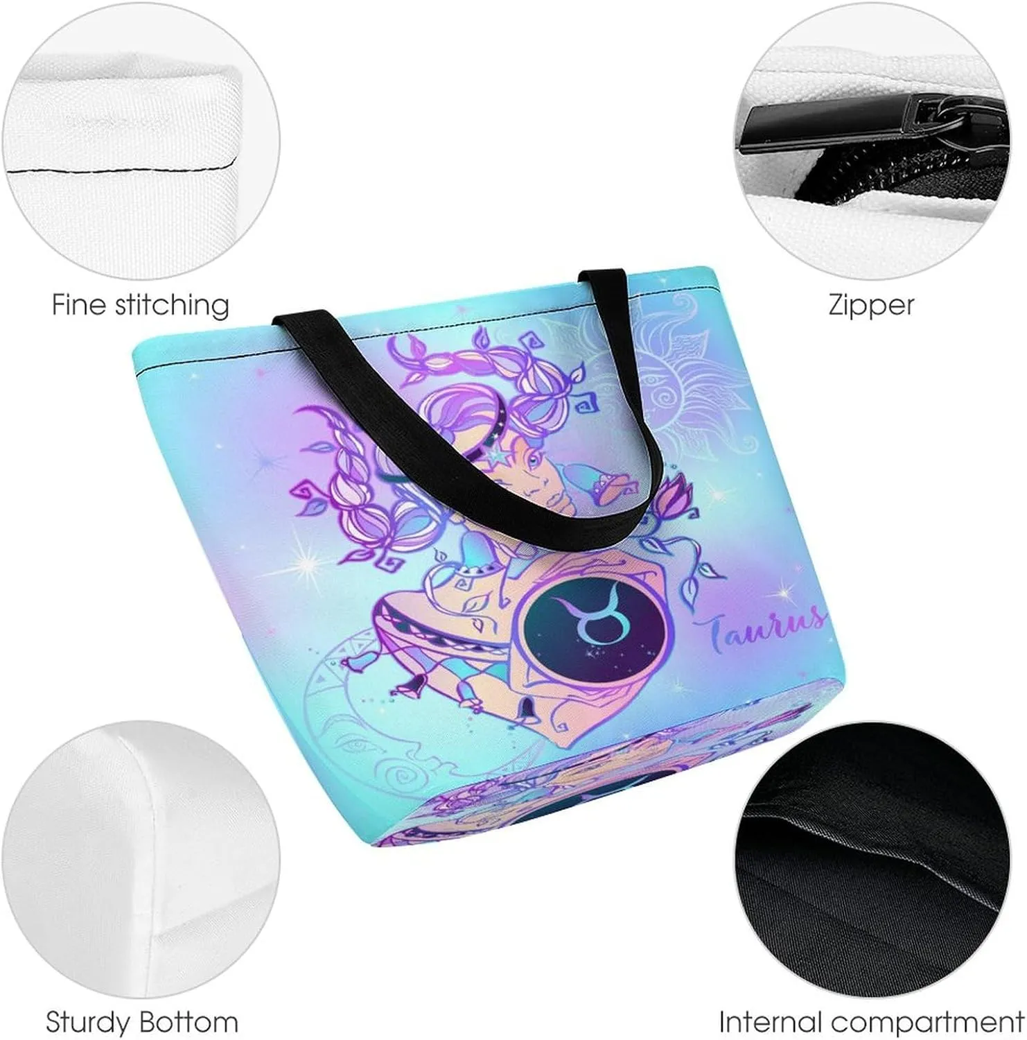Zodiac Sign Virgo Hobo Handbags With Zipper Women's Tote Handbags