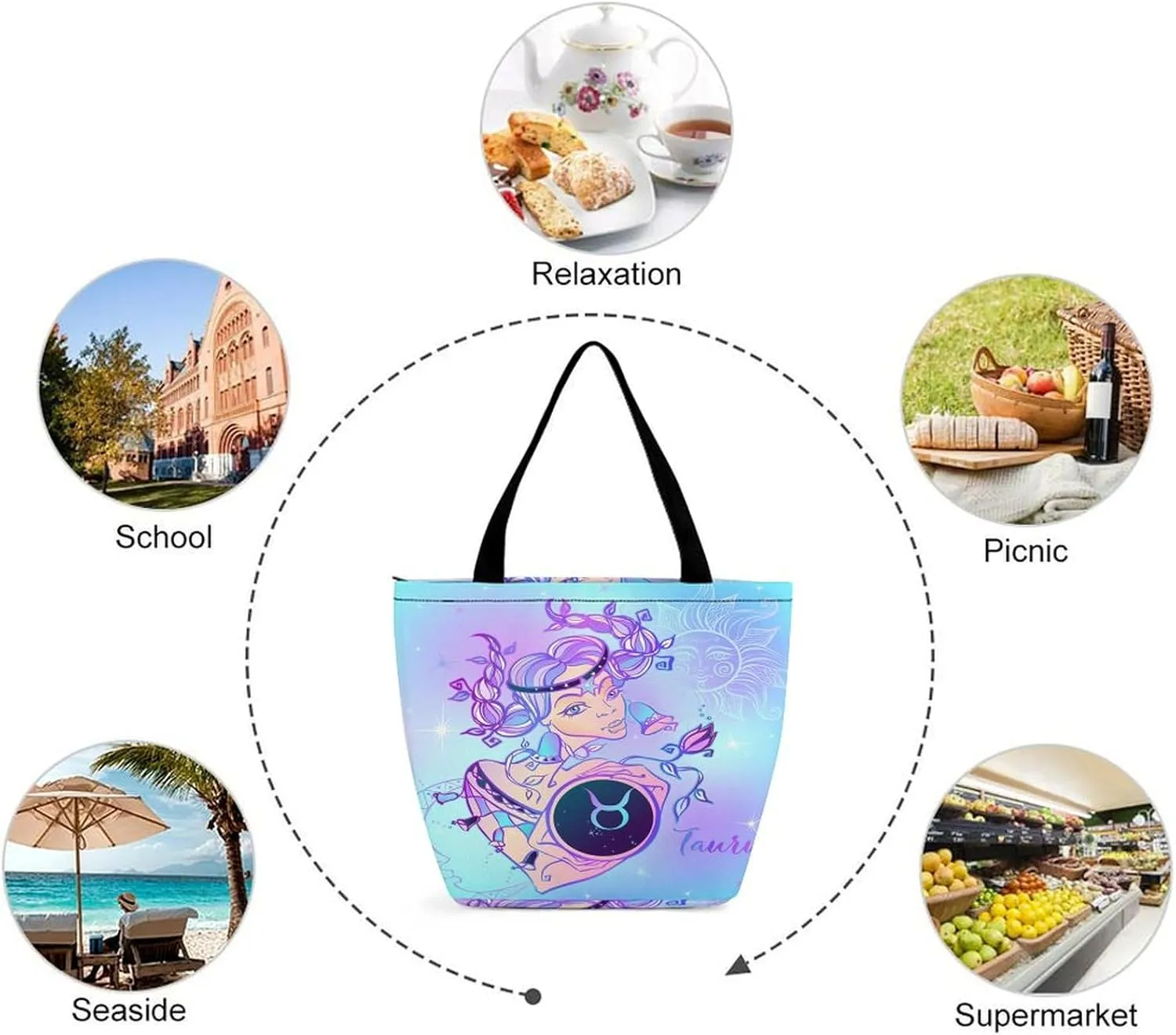 Zodiac Sign Virgo Hobo Handbags With Zipper Women's Tote Handbags