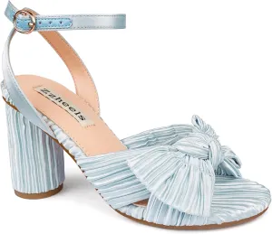 Zzheels Women's Bow Knot Heeled Sandals Open Toe High Block Ankle Strap Chunky Heels Bride Wedding Shoes