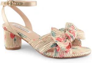 Zzheels Women's Bow Knot Heeled Sandals Open Toe High Block Ankle Strap Chunky Heels Bride Wedding Shoes